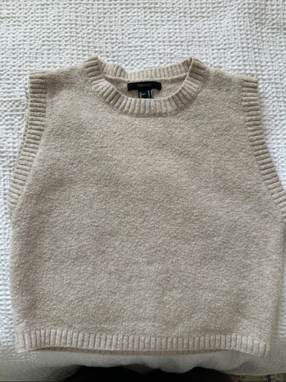 Forever 21 Neutral Tan Knit Sleeveless Sweater Vest